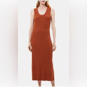 NWT Theory Scoop Neck Sleeveless Sweater Crepe Knit Dress in Clay Size M